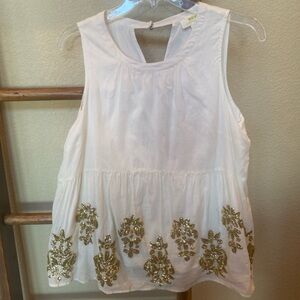 Anthropology Maeve Simona Sequined Babydoll Blouse, S